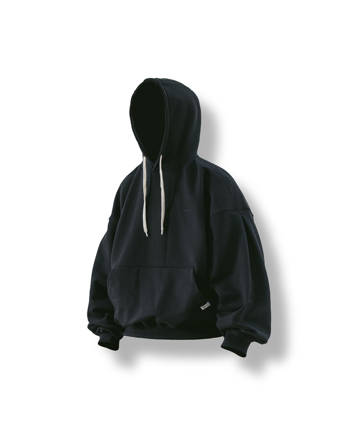 MUSINSA | ANGLAN Valley Tuck Sweat Balloon Hoodie - Black