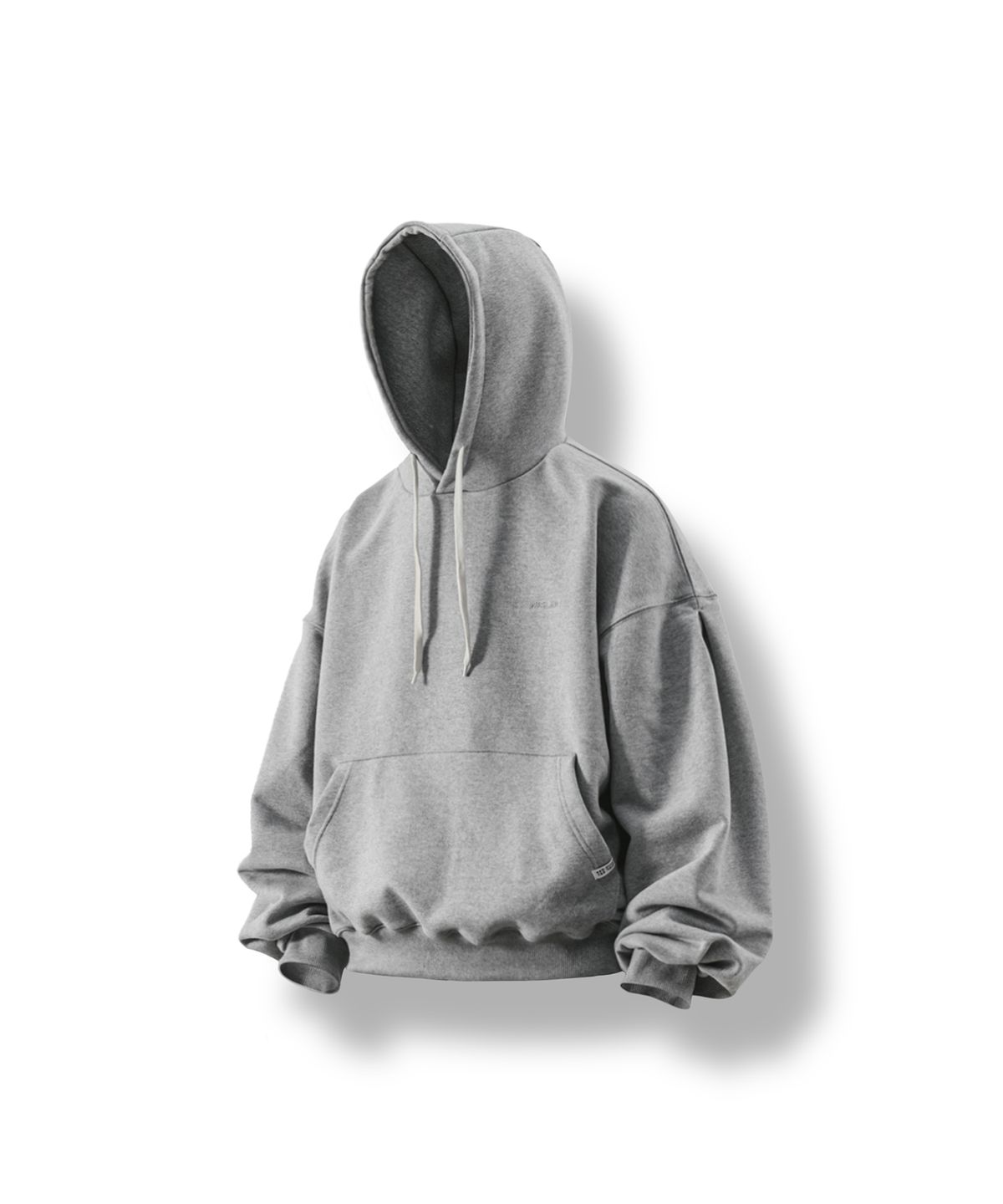 앵글런(ANGLAN) Valley Tuck Sweat Balloon Hoodie - Melange Grey
