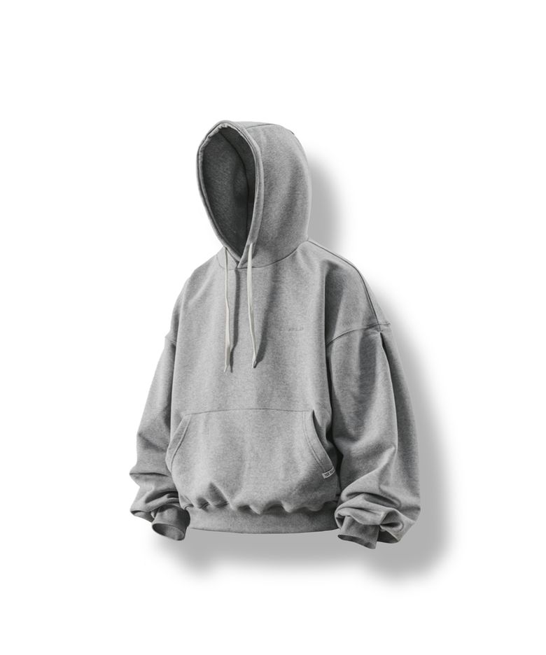 Valley Tuck Sweat Balloon Hoodie - Melange Grey