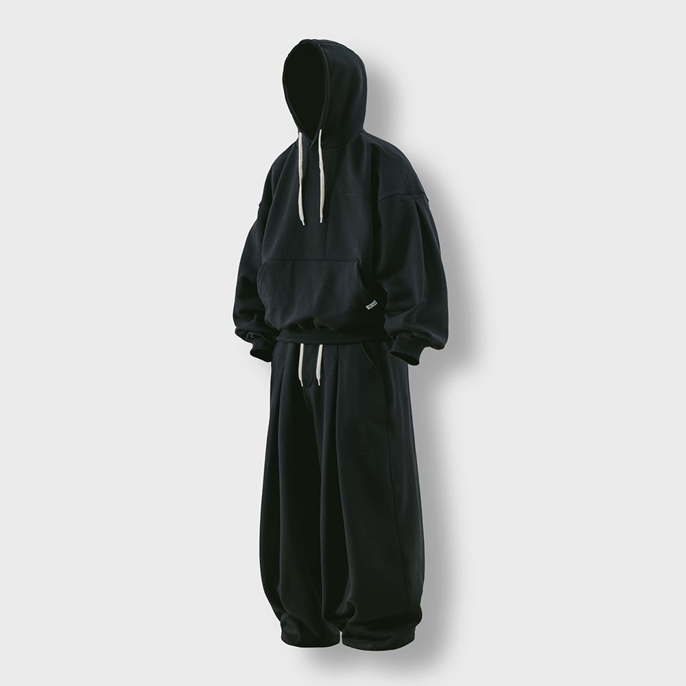 MUSINSA公式 | ANGLAN Valley Tuck Sweat Balloon Set up - Black