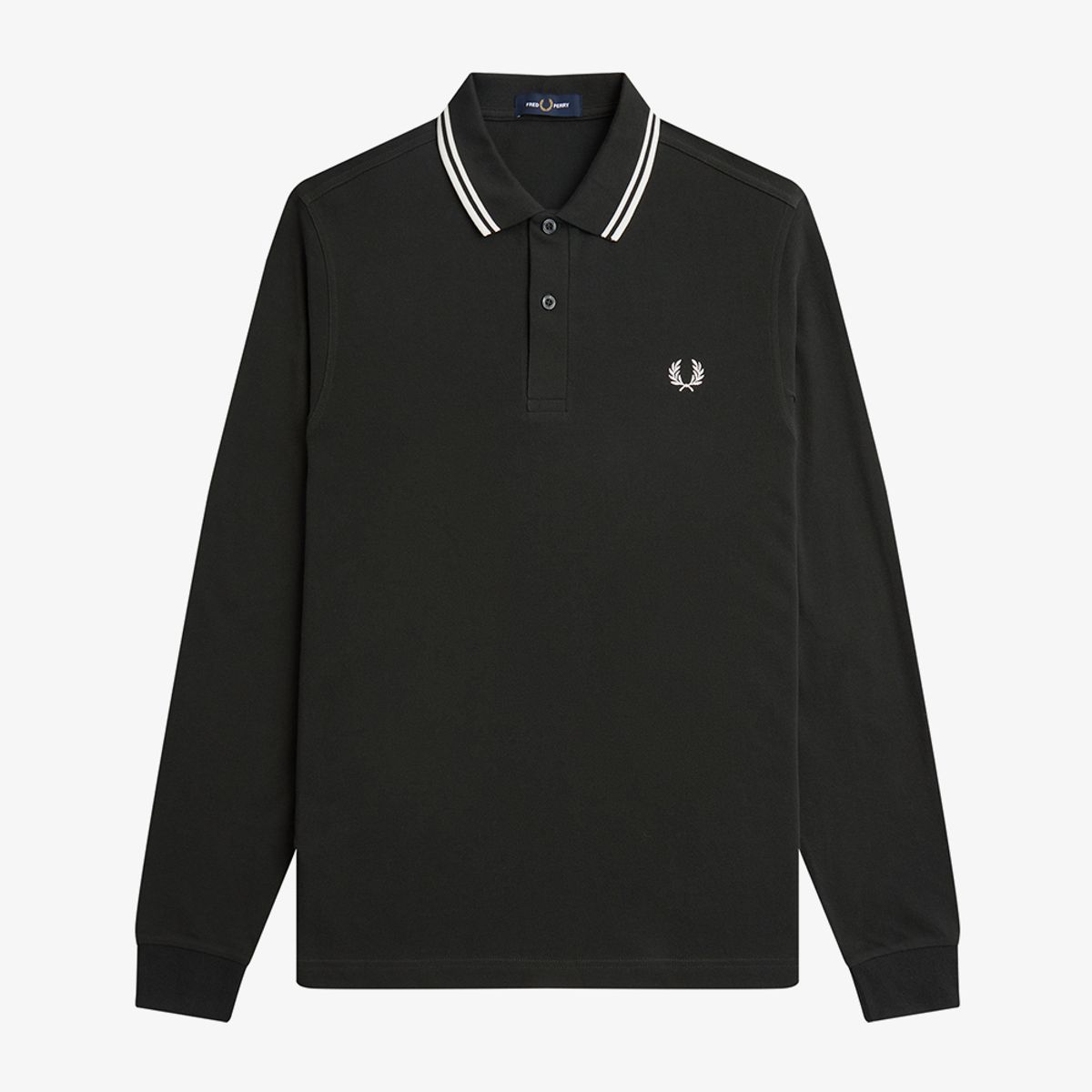 프레드페리(FRED PERRY) [M3636] 롱 슬리브 트윈 팁 프레드페리 셔츠 - 나이트그린/스노우화이트 M3636-T50