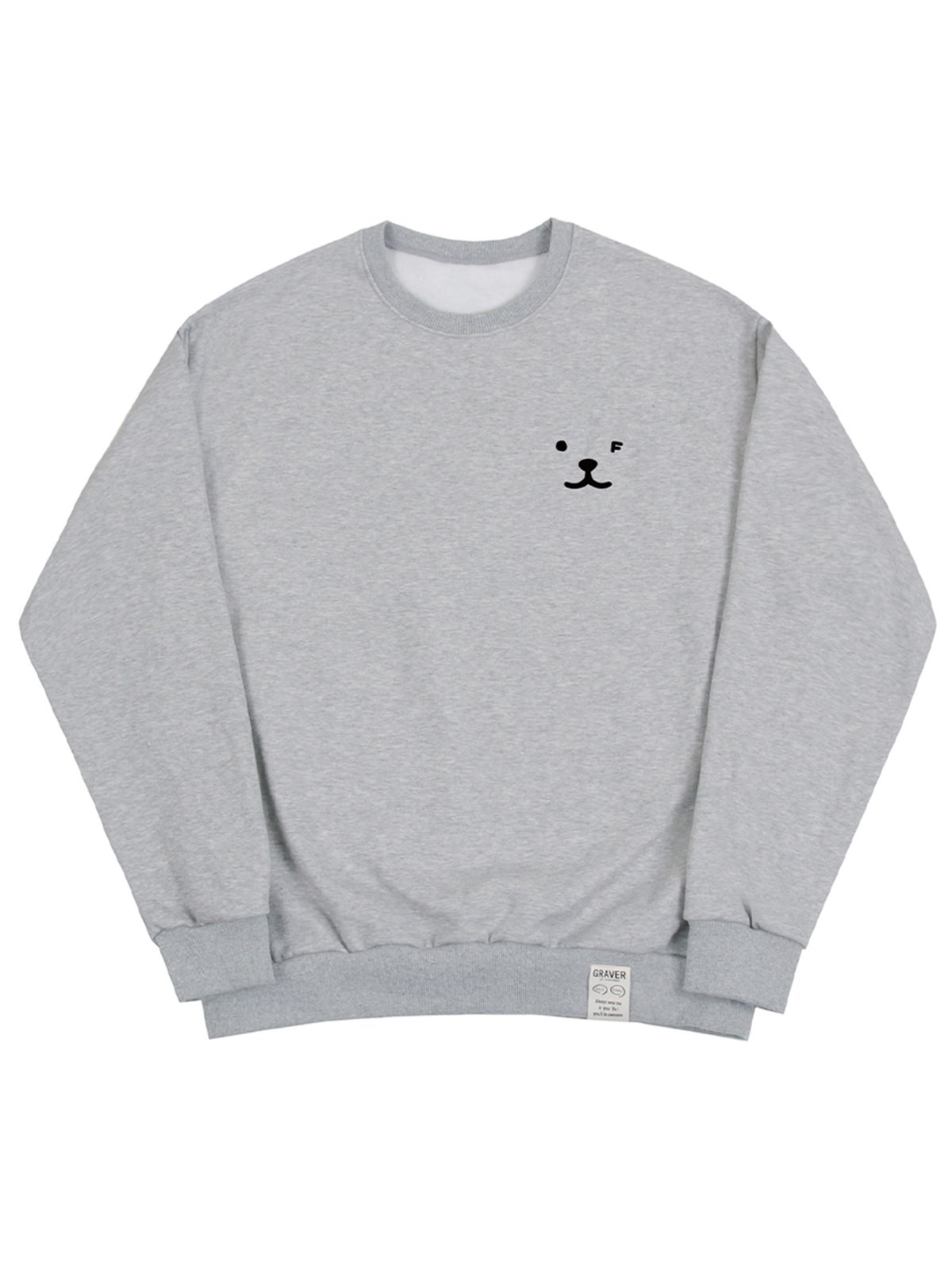 그레이버(GRAVER) [UNISEX]퍼피 페이스 스몰 드로잉스마일 맨투맨_그레이