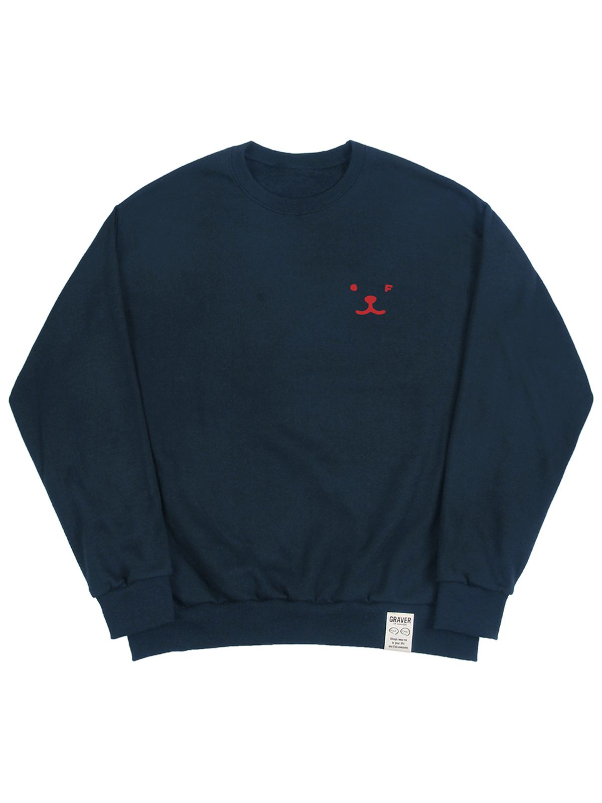 그레이버(GRAVER) [UNISEX]퍼피 페이스 스몰 드로잉스마일 맨투맨_네이비