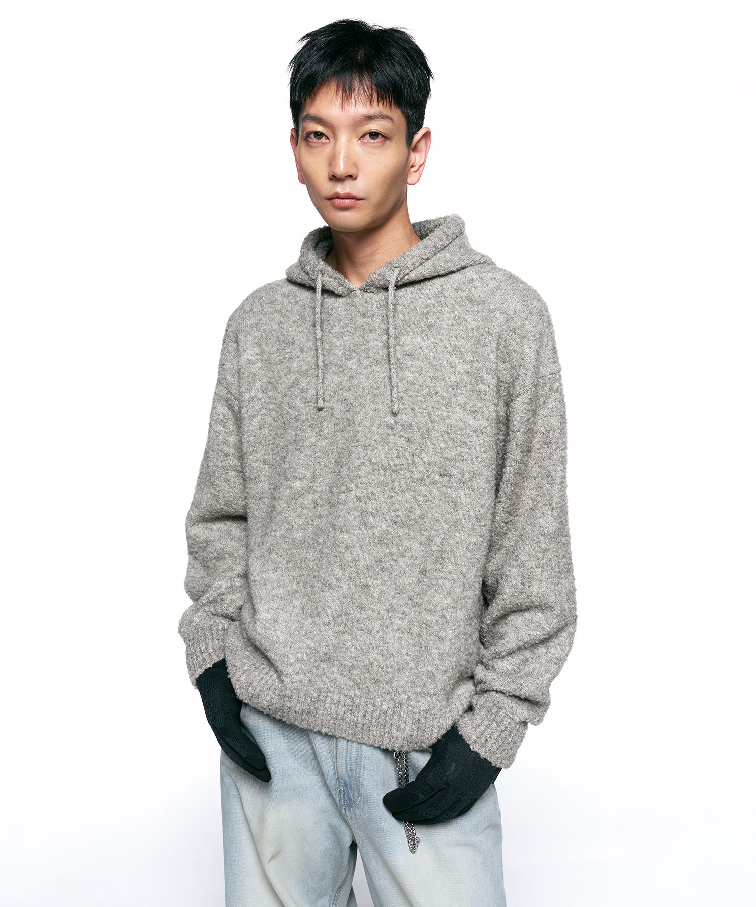 【INSILENCE】 Cozy Soft Hood Zip-Up- Knit ASH BROWN MUSINSA | INSILENCE Bookle Knit Hoodie ASH BROWN
