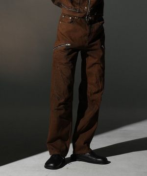 DART FIT ZIPPER DENIM [BROWN]