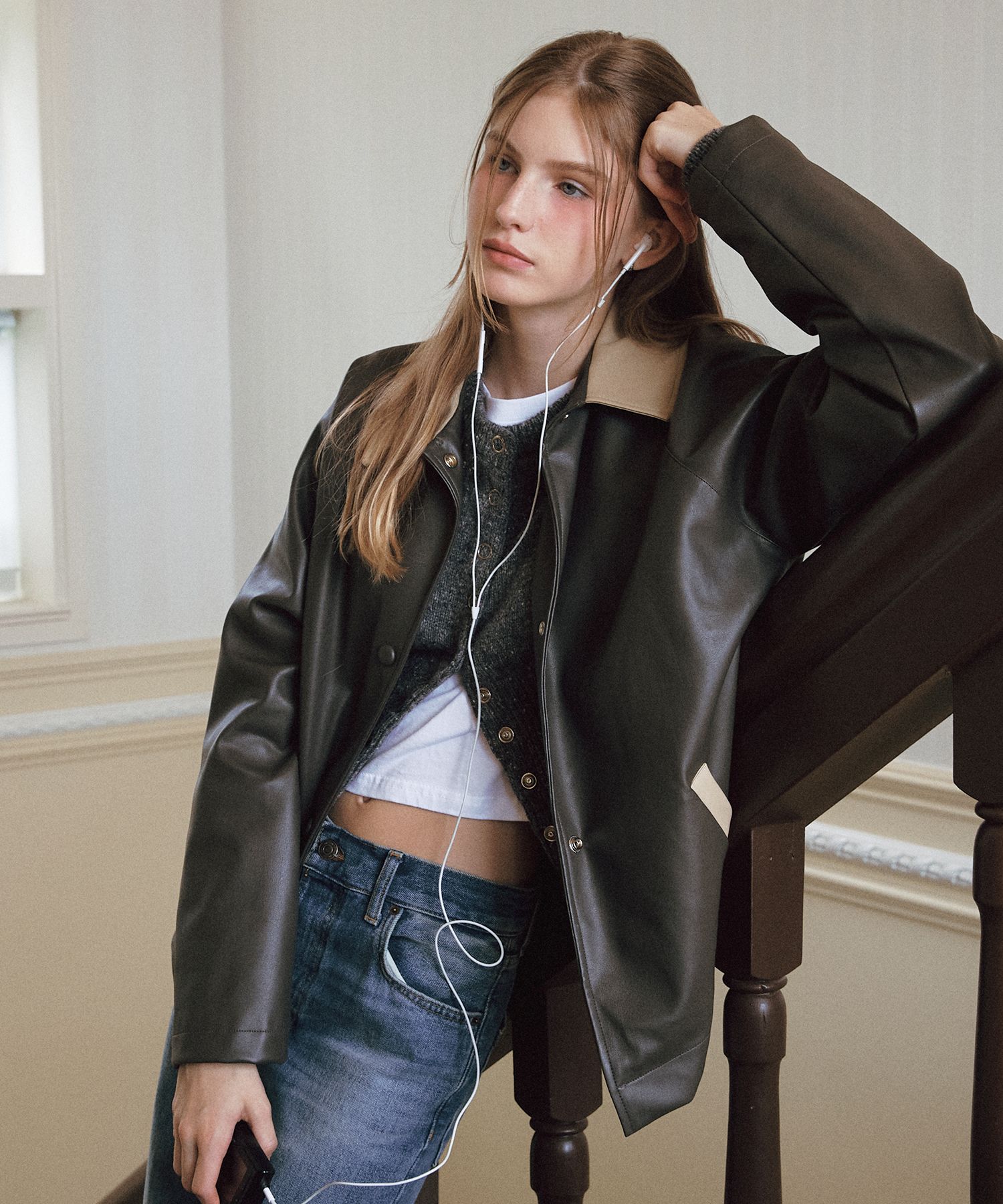 【最終値下げ】letter from moon レザージャケット MUSINSA公式 | LETTER FROM MOON After Class Leather Jacket ( Charcoal )