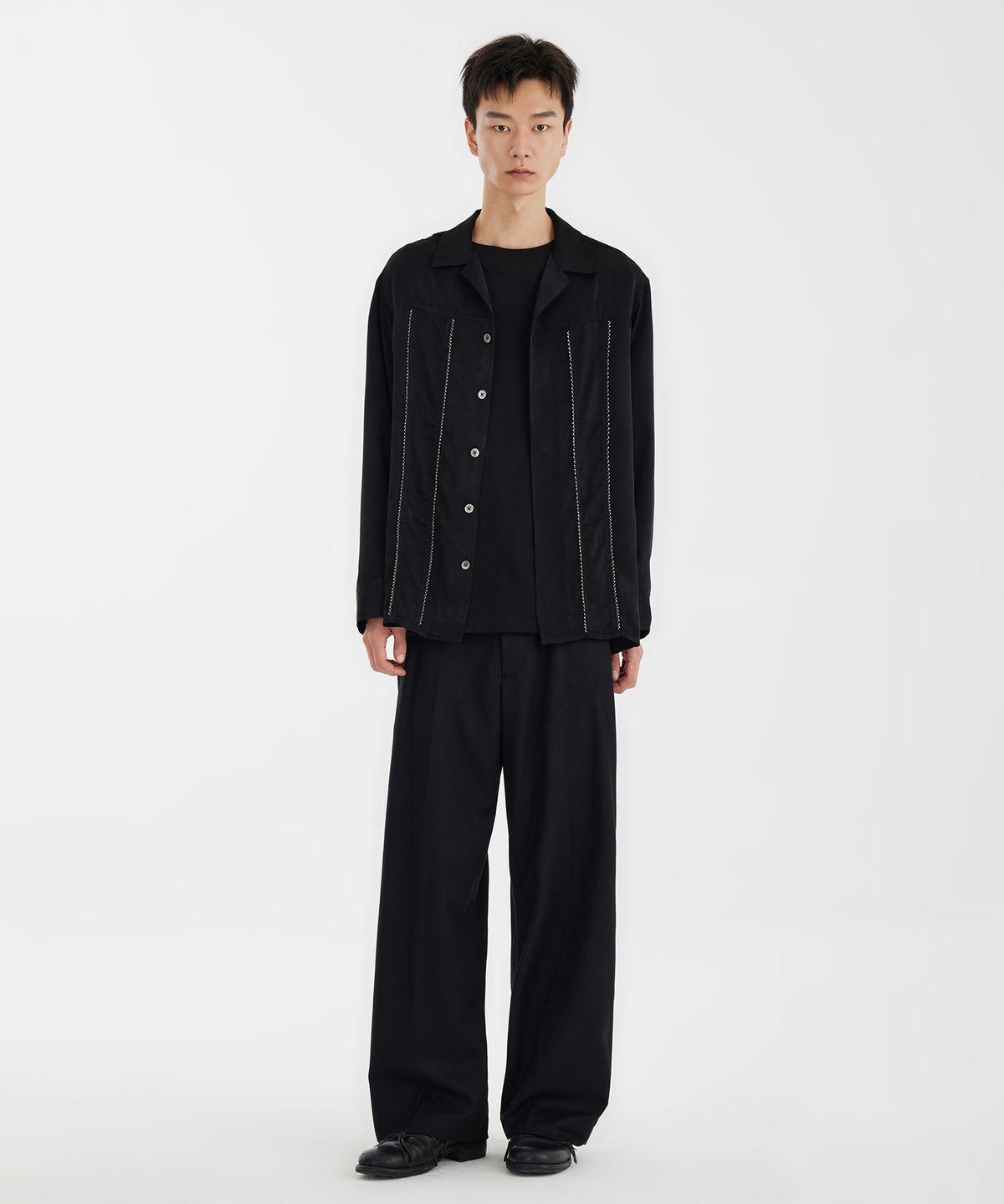 유스(YOUTH) Satin Trucker Shirt - Black