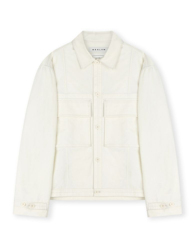 MILITARY BIG POCKET COTTON JACKET CREAM