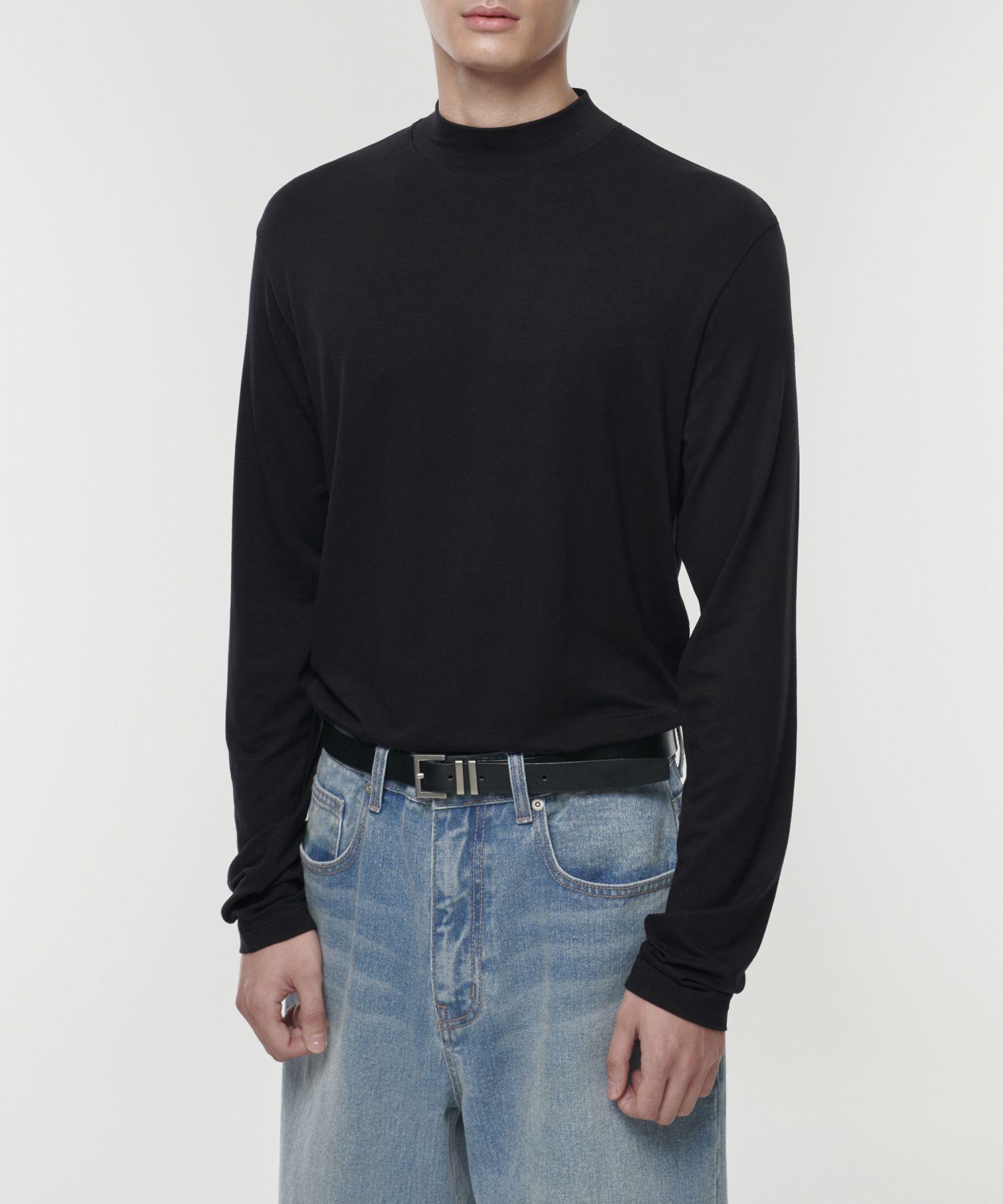 Tシャツ・カットソー *MUSINSA STANDARD* Tencel Slim Mock Neck Long Sleeve T-Shirt MUSINSA | MUSINSA STANDARD Tencel Slim Mock Neck Long Sleeve