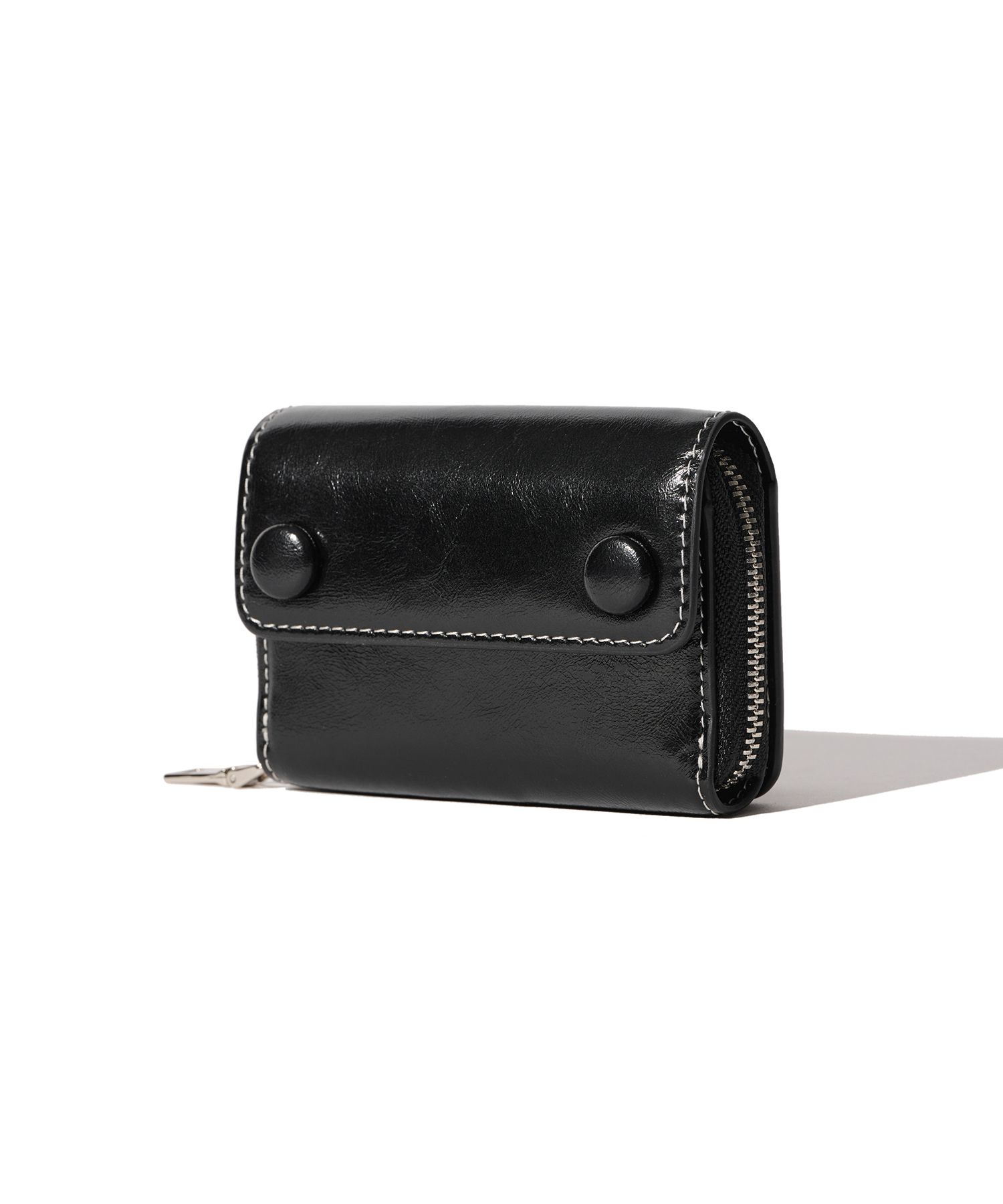 MUSINSA | LEMASQUE Dot Pocket Coin Zipper Bill Card Wallet Black