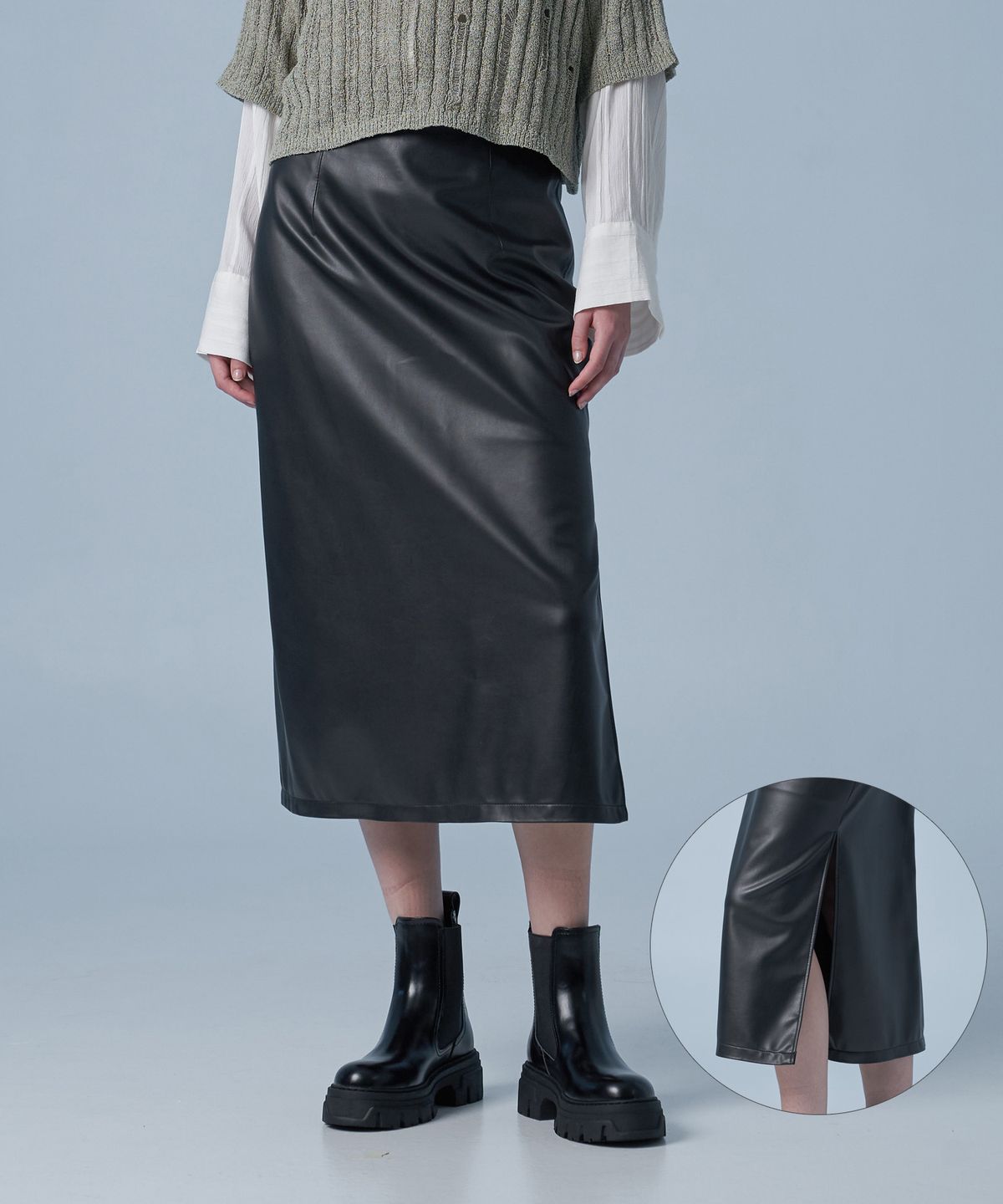 스페로네 우먼(SPERONE WOMEN) 사이드 랩 롱 스커트