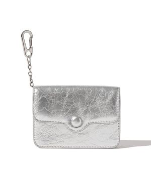 도트 콤팩트 키링 명함 카드지갑 실버