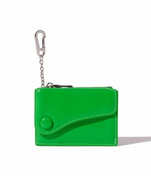 도트 새들 키링 동전지퍼 명함 카드지갑 그린