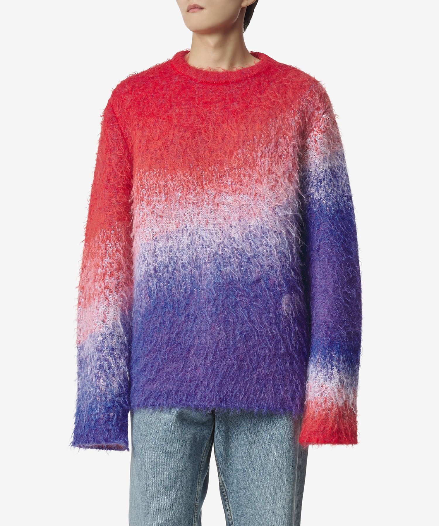 MUSINSA | ERL Gradient Mohair Blend Knit - Blue:Red:White