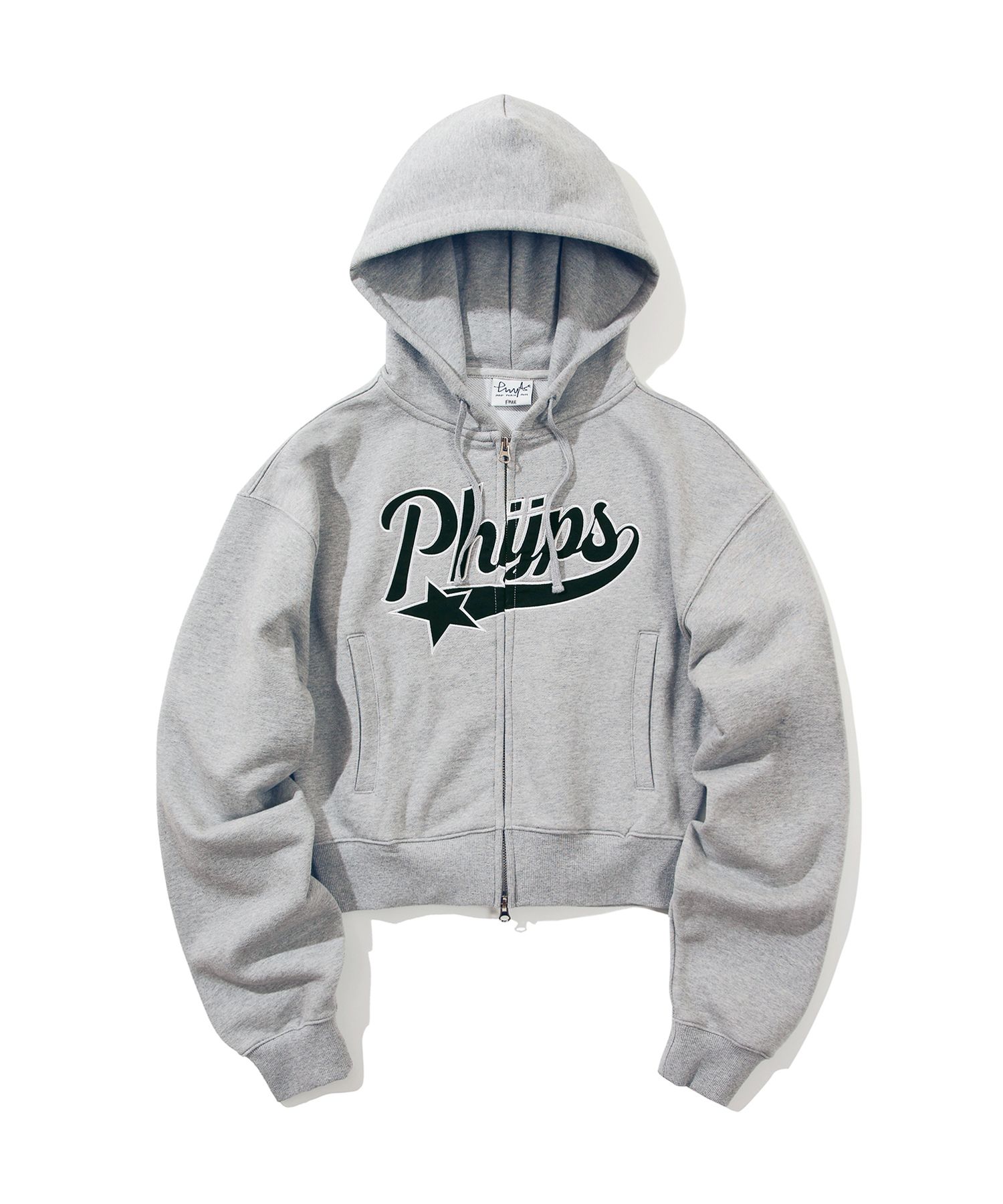 PHYPS パーカー ジップアップ MUSINSA MUSINSA | PHYPS WOMENS CROP STAR TAIL HOODIE ZIP UP_GRAY