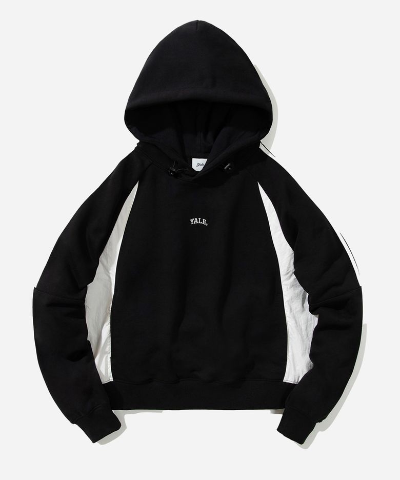 [ONEMILE WEAR] 페브릭 믹스 크루넥 후드 블랙