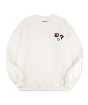 Patch  오버핏 기모 맨투맨 티셔츠  AMM1105 (아이보리)