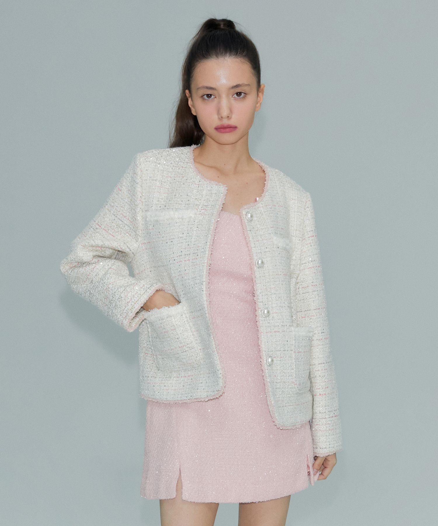 高価値 MUSINSA | MARGARIN FINGERS DEAR TWEED JACKET (IVORY) ジャケット・アウター