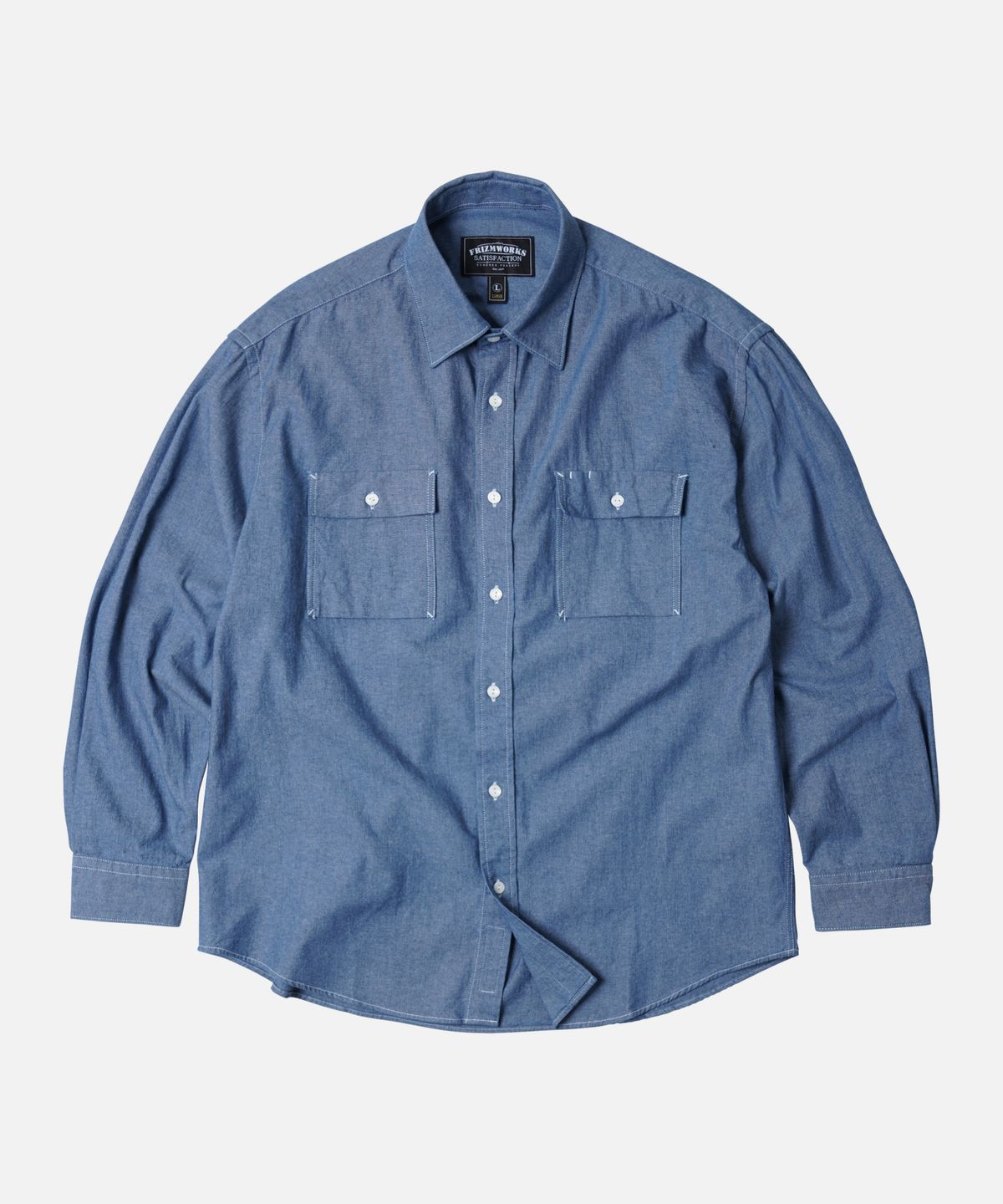 프리즘웍스(FRIZMWORKS) CIGARETTE POCKET CHAMBRAY SHIRT _ BLUE