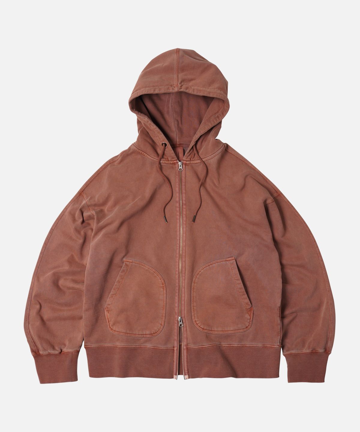 프리즘웍스(FRIZMWORKS) OG PIGMENT DYEING HOOD ZIPUP PARKA _ BRICK