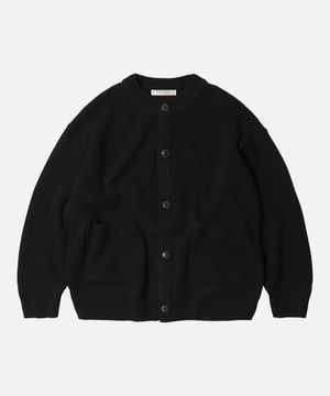HEAVY WOOL ROUND CARDIGAN _ BLACK