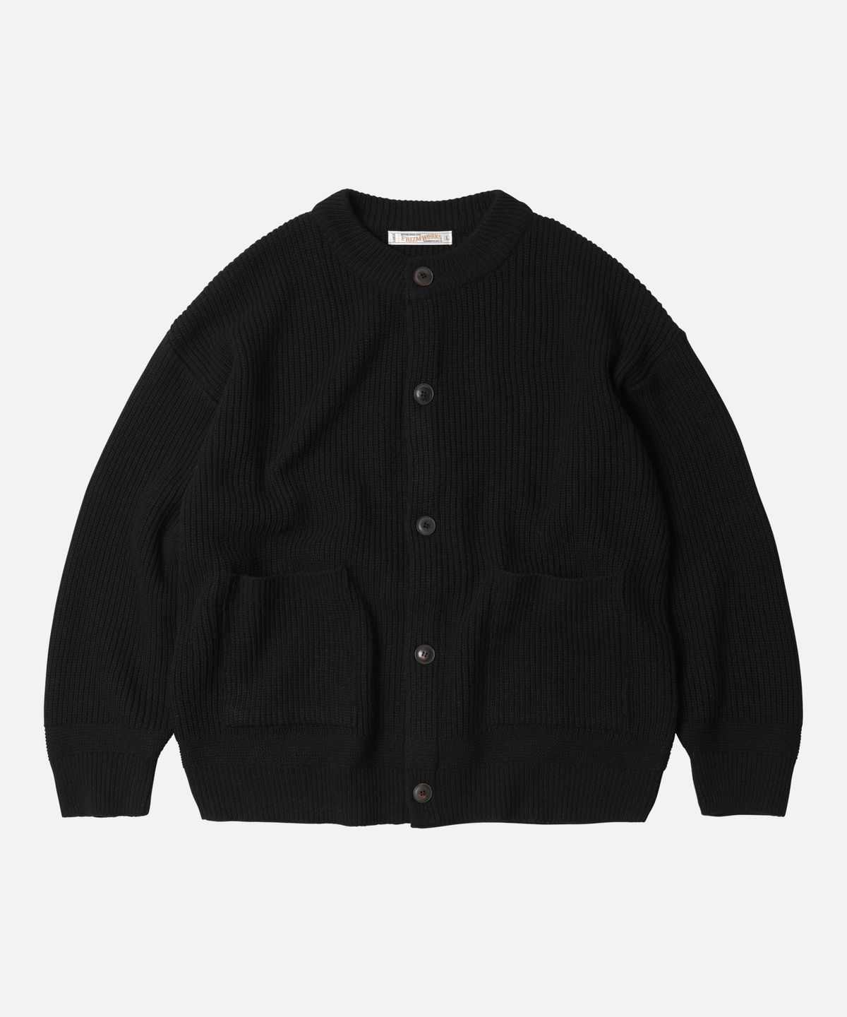프리즘웍스(FRIZMWORKS) HEAVY WOOL ROUND CARDIGAN _ BLACK
