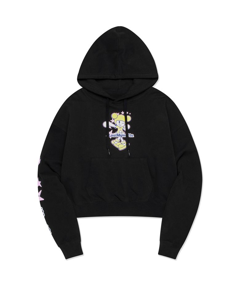 WM STAR GIRL CROPPED HOODIE black