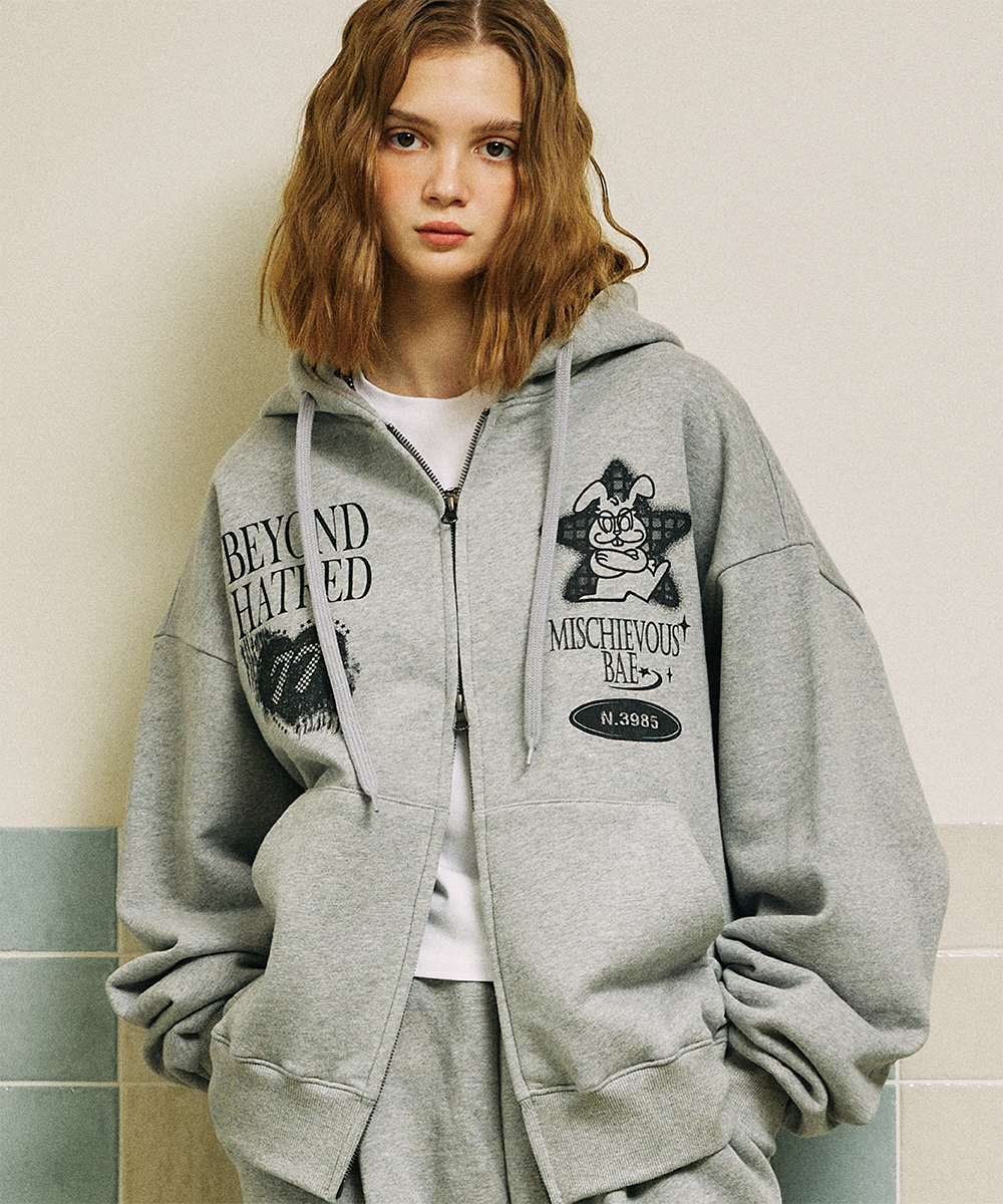 MUSINSA公式 | GAKKAI UNIONS Misture Bus 2-way hood zip-up gray