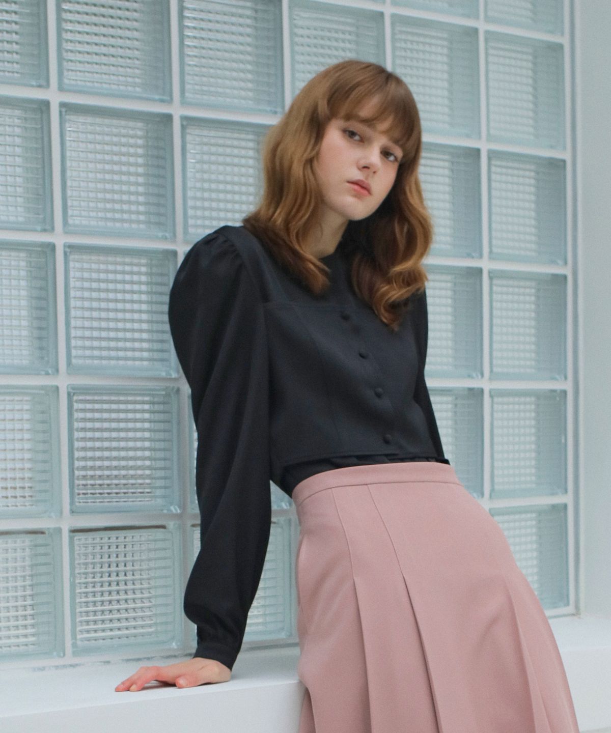 폴앤앨리스(PAUL&ALICE) BUSTIER BLOUSE / BLACK