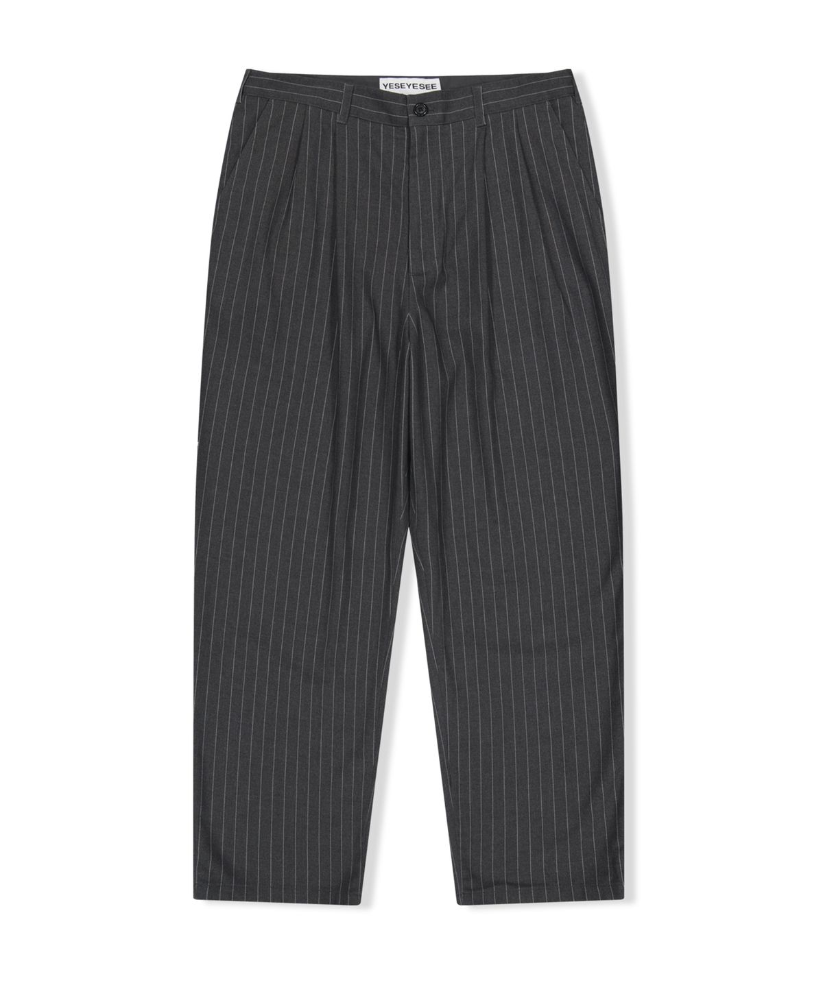 예스아이씨(YESEYESEE) Stripe Tucked Pants Charcoal