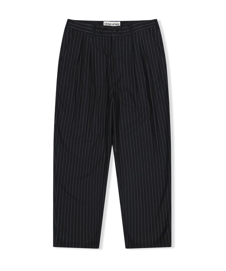 Stripe Tucked Pants Black