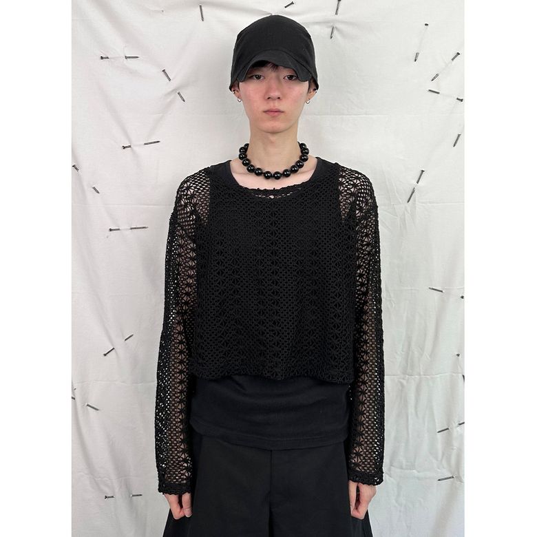 Flower net longsleeve (Black)