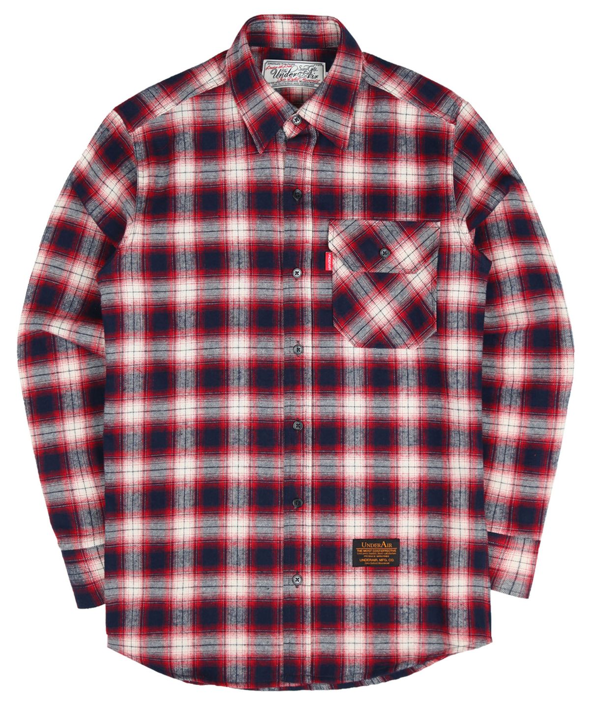언더에어(UNDERAIR) Basic Flannel Shirts - Navy/Red