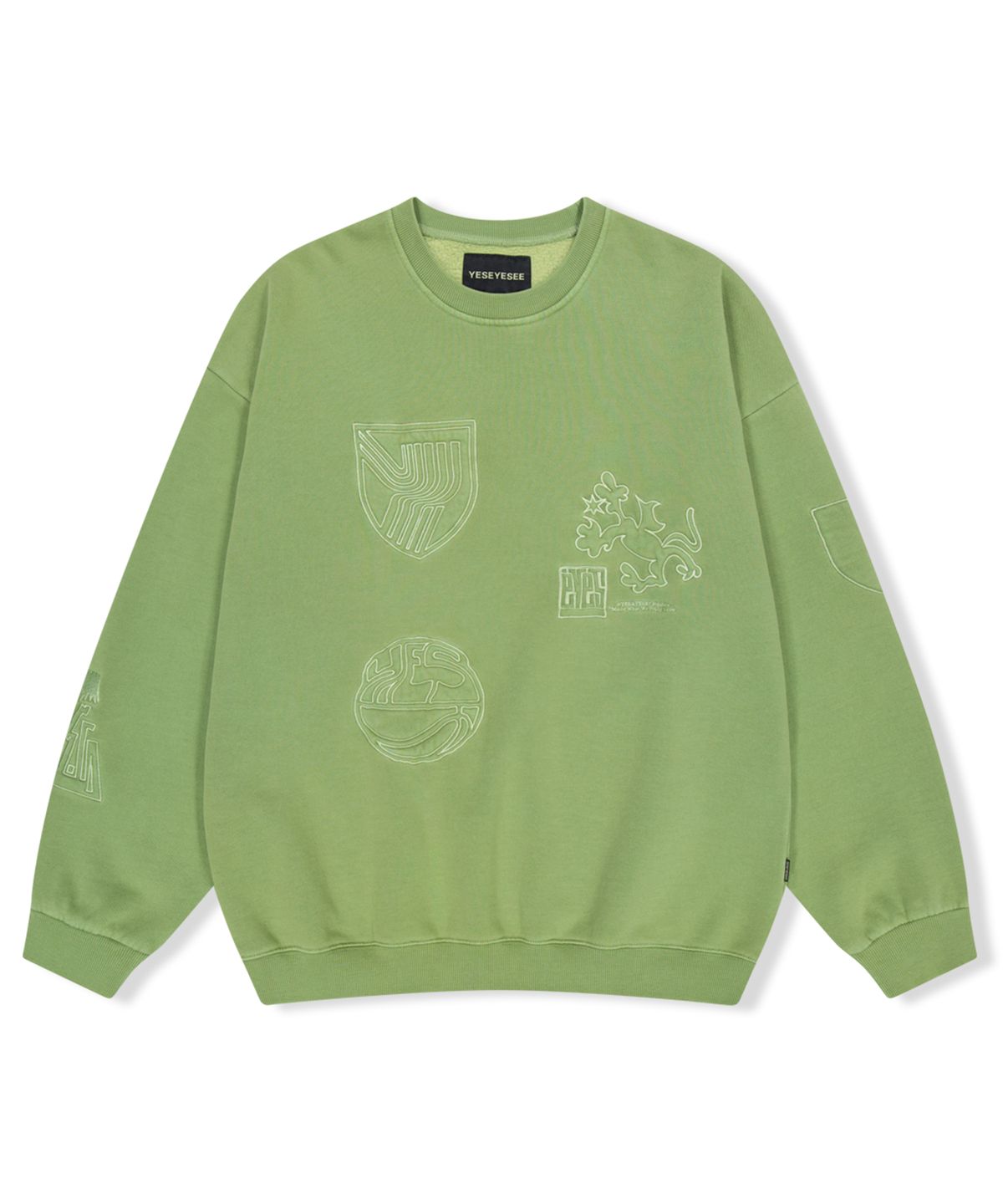 예스아이씨(YESEYESEE) Y.E.S Pigment Embroidery Sweatshirt Green