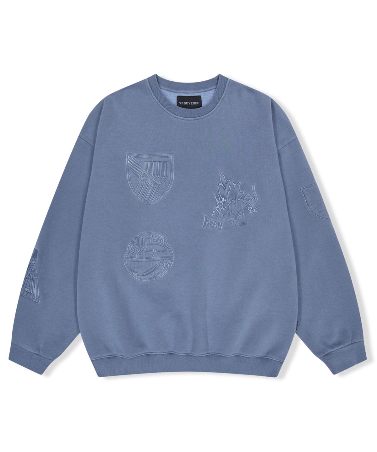 예스아이씨(YESEYESEE) Y.E.S Pigment Embroidery Sweatshirt Blue