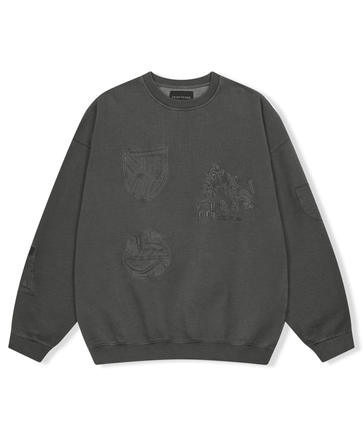 예스아이씨(YESEYESEE) Y.E.S Pigment Embroidery Sweatshirt Charcoal