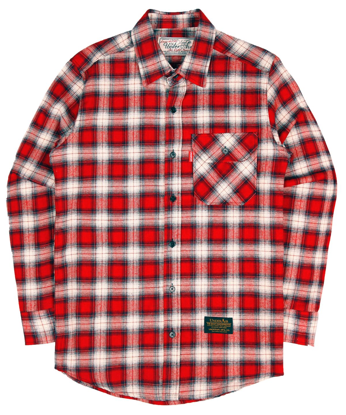언더에어(UNDERAIR) Basic Flannel Shirts - Red/Ivory