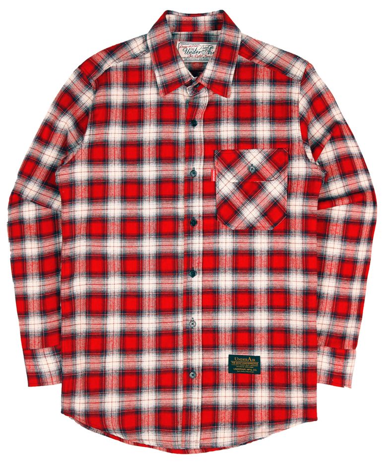 Basic Flannel Shirts - Red/Ivory