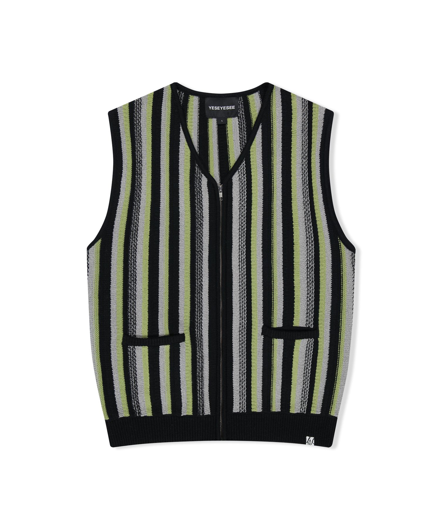 アウターその他 YESEYESEE Stripe Knit ZipUp Vest Black MUSINSA公式 | YESEYESEE Stripe Knit Zip-Up Vest Black