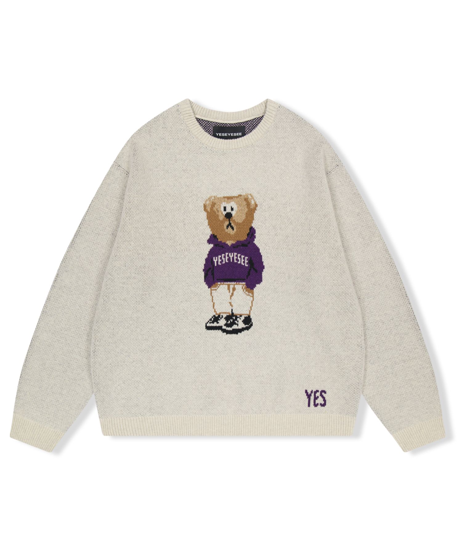 YESEYESEE くま ニット セーター MUSINSA公式 | YESEYESEE Parody Bear Knit Sweater Ivory