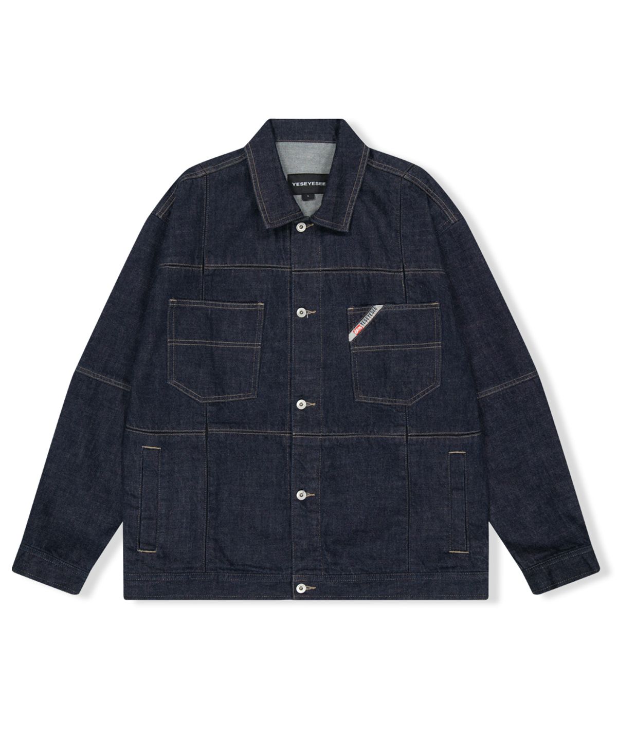 예스아이씨(YESEYESEE) Paneled Denim Jacket Indigo