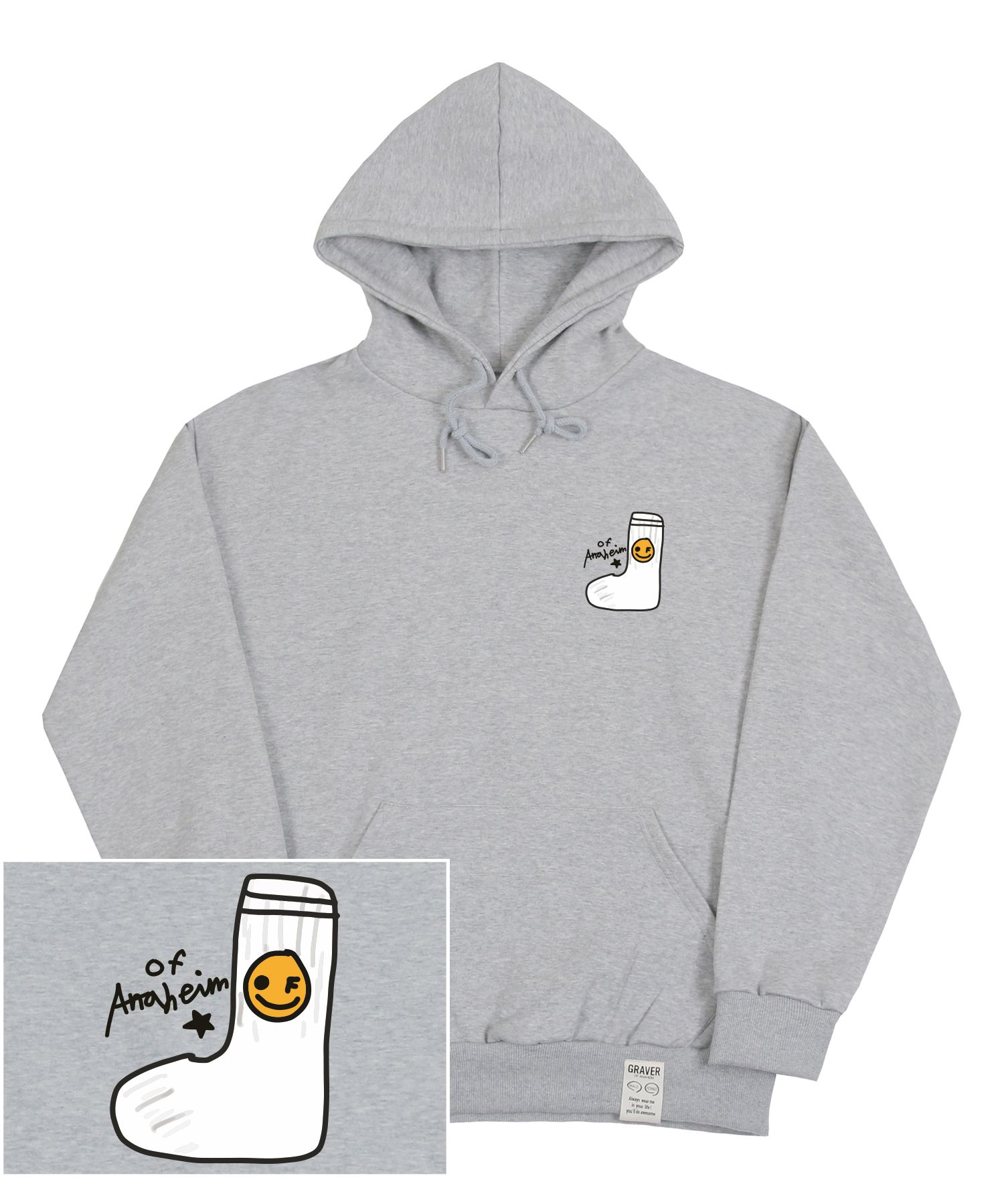 [GRAVER]★DRAWING HAPPY LUCKY SMILE SWEATSHIRT Small Drawing Smile Hoodie - GRAVER | 60% - Asian Fashion