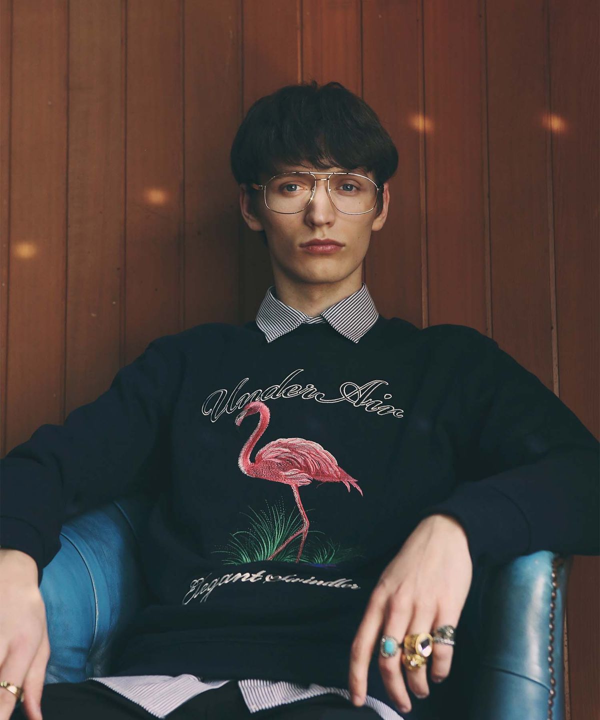 언더에어(UNDERAIR) Eye Of Blue Lake Sweat Shirt - Navy