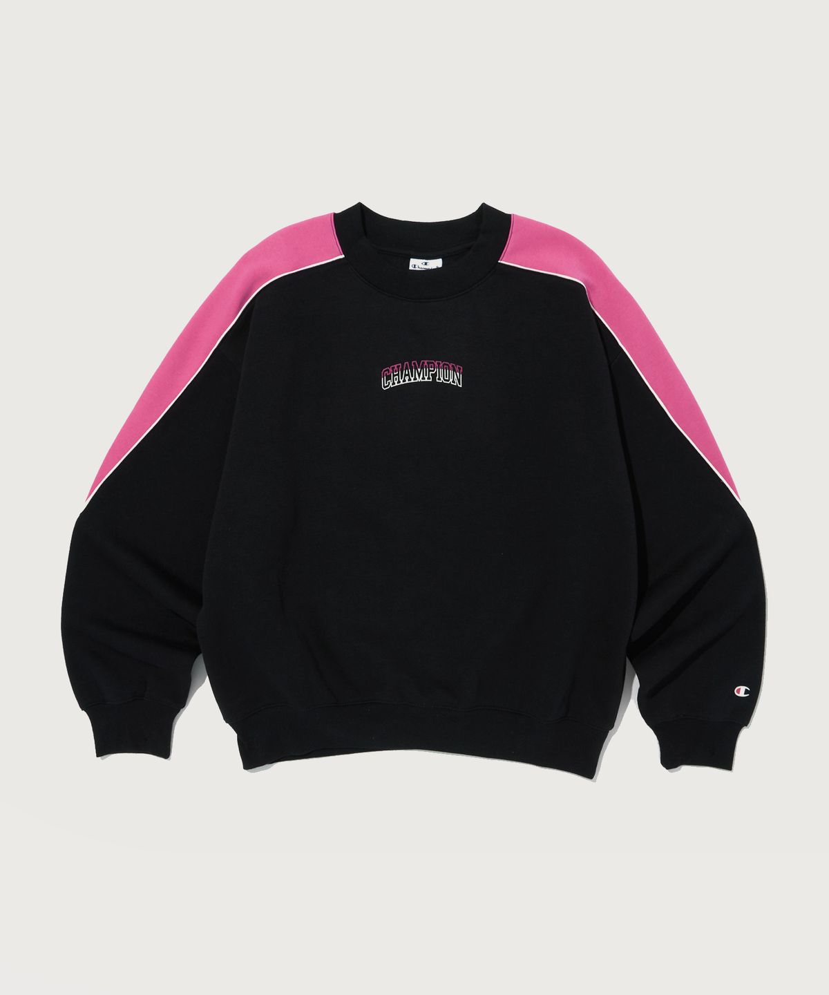 챔피온(CHAMPION) 여성 컬러 박스 로고 기모 스웨트셔츠 Black