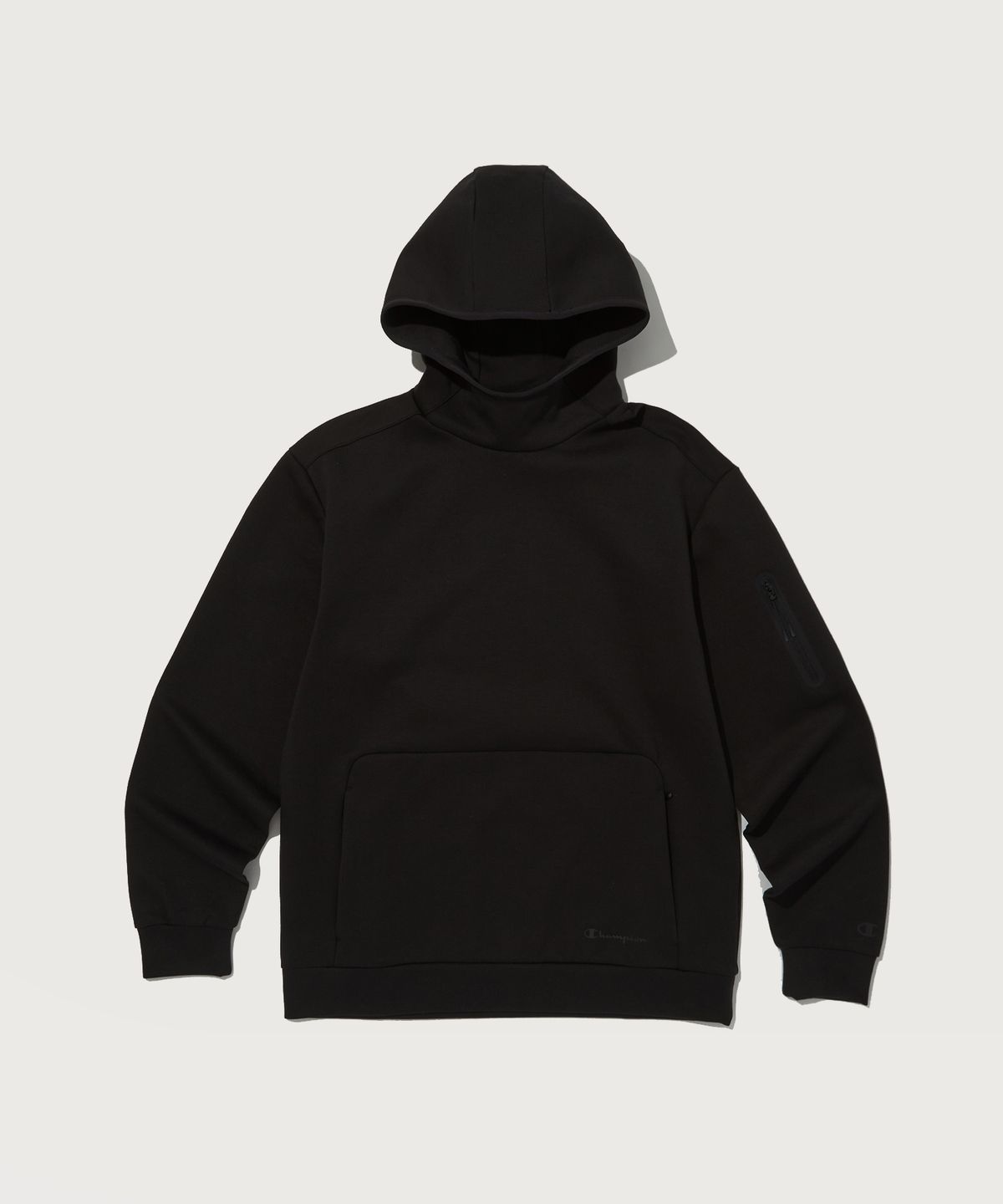 챔피온(CHAMPION) 스트레치 인터락 후드 티셔츠 Black
