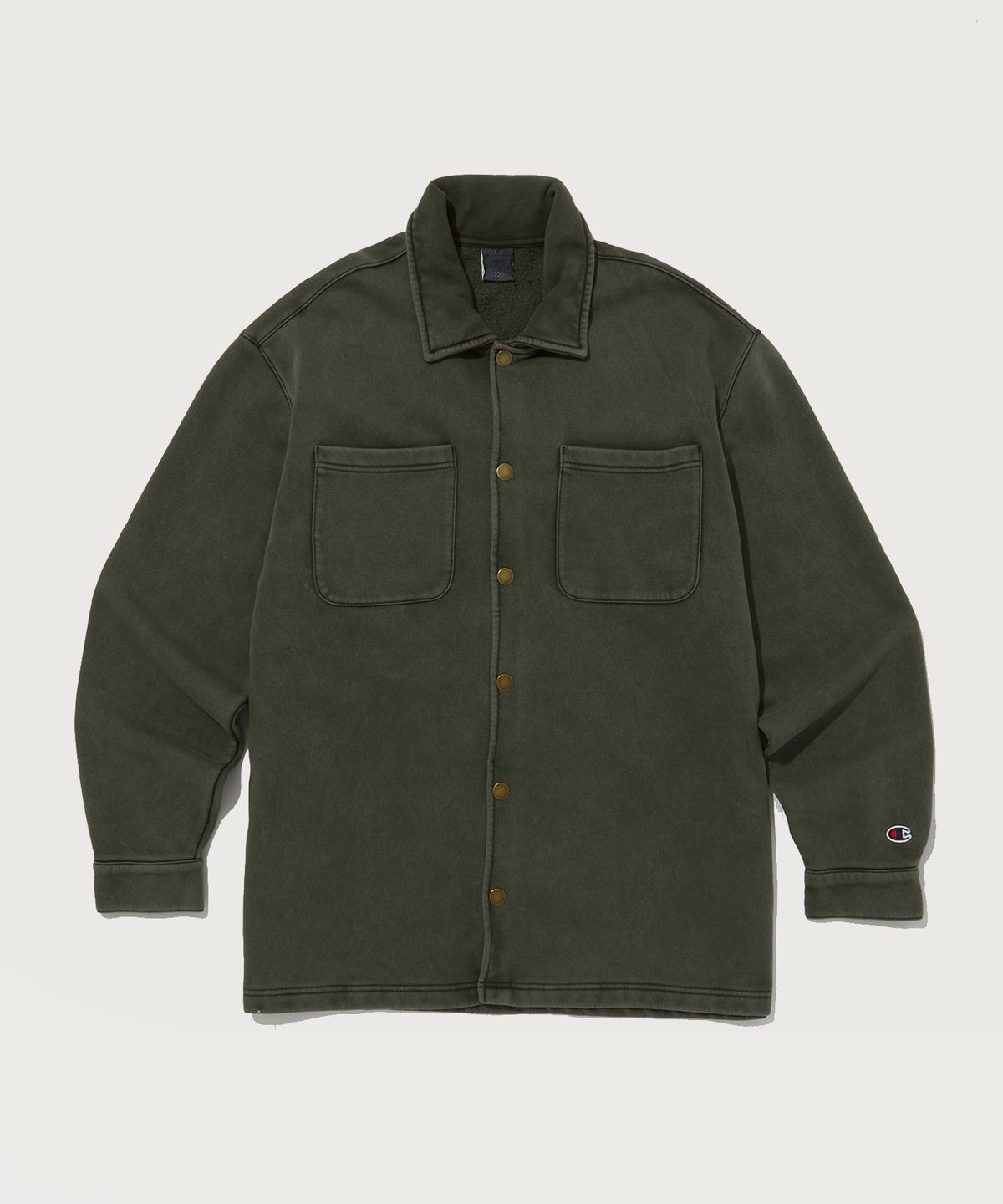 챔피온(CHAMPION) 가먼트워시 기모 스웨트 셔츠 Normal Khaki