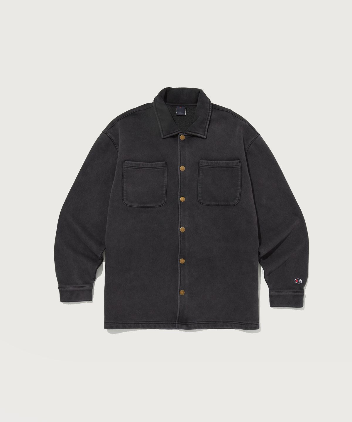 챔피온(CHAMPION) 가먼트워시 기모 스웨트 셔츠 Black