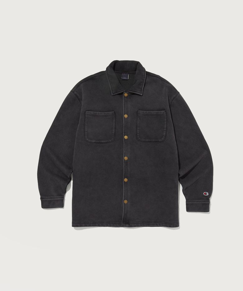 가먼트워시 기모 스웨트 셔츠 Black