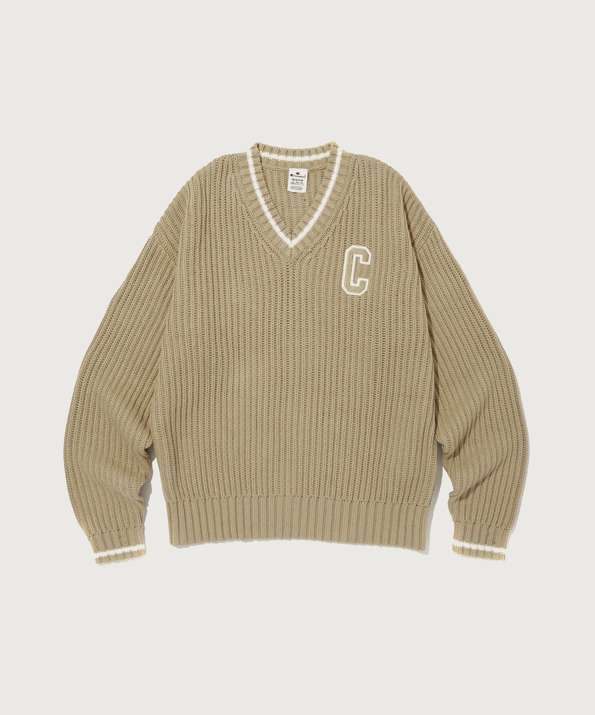 챔피온(CHAMPION) 워셔블 V넥 스웨터 Normal Beige