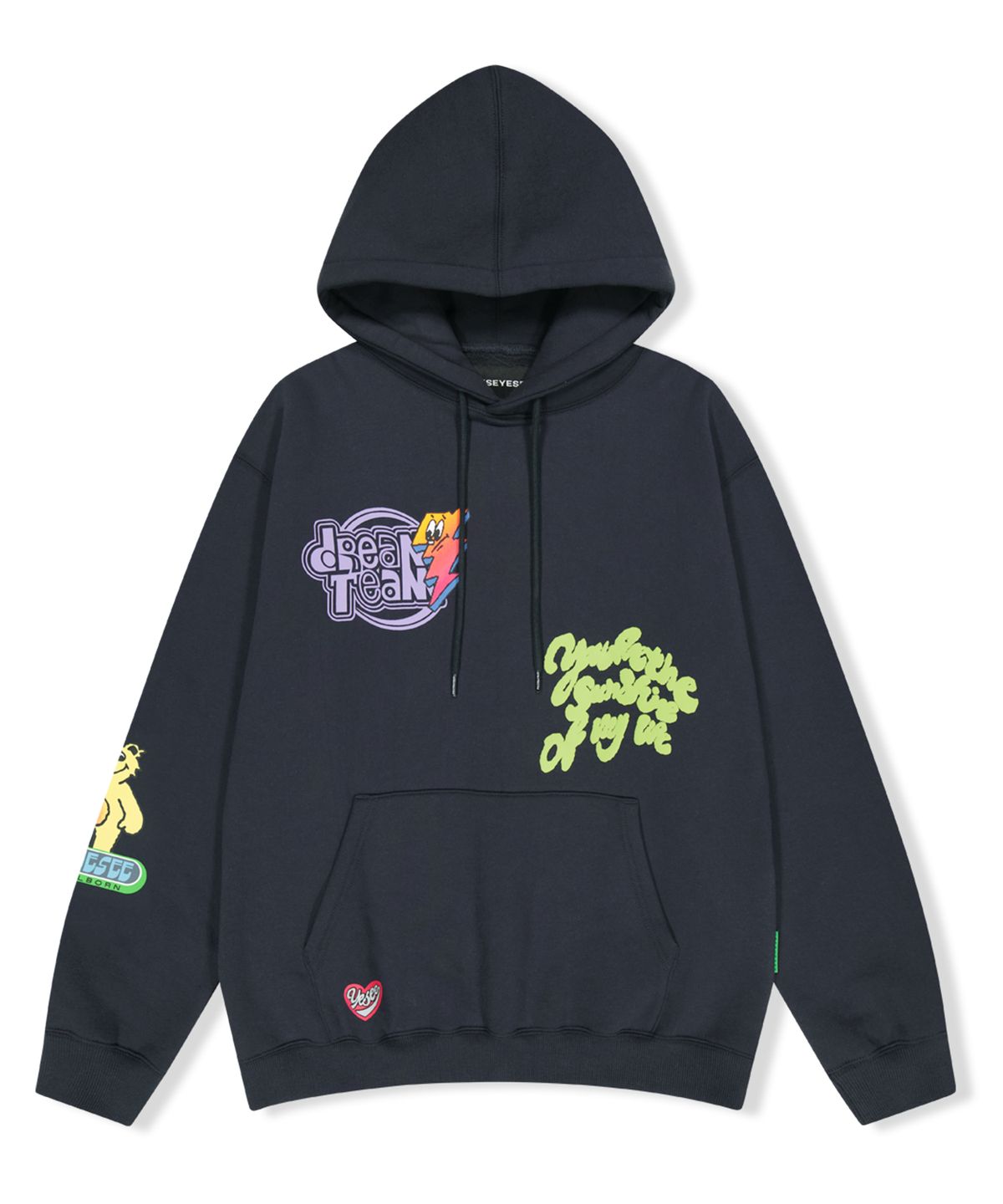 예스아이씨(YESEYESEE) Y.E.S Lightning Bear Hoodie Charcoal